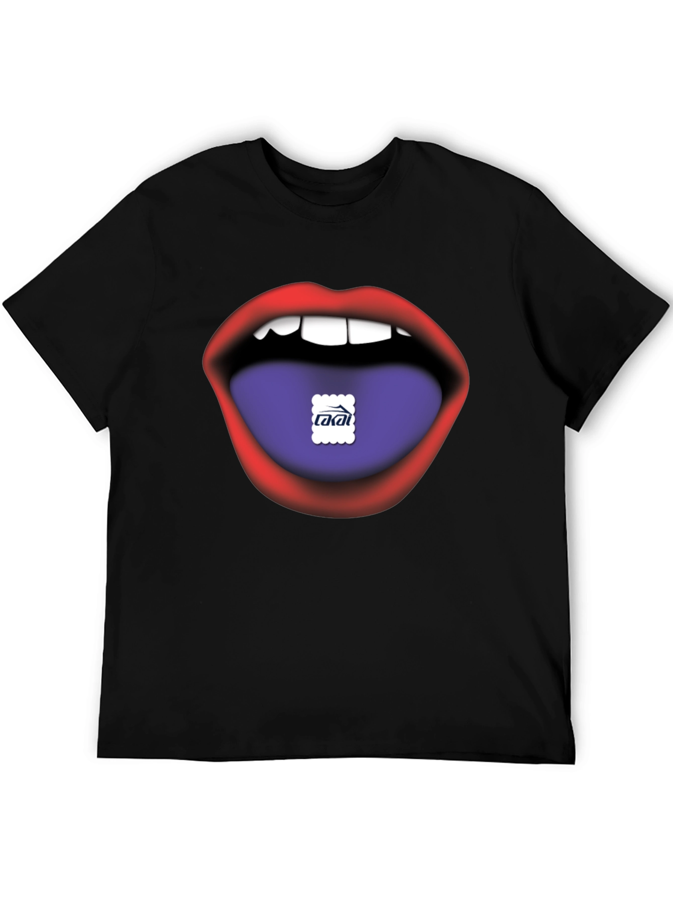 Lips Tongue Graphic Print Mens Black T-Shirt