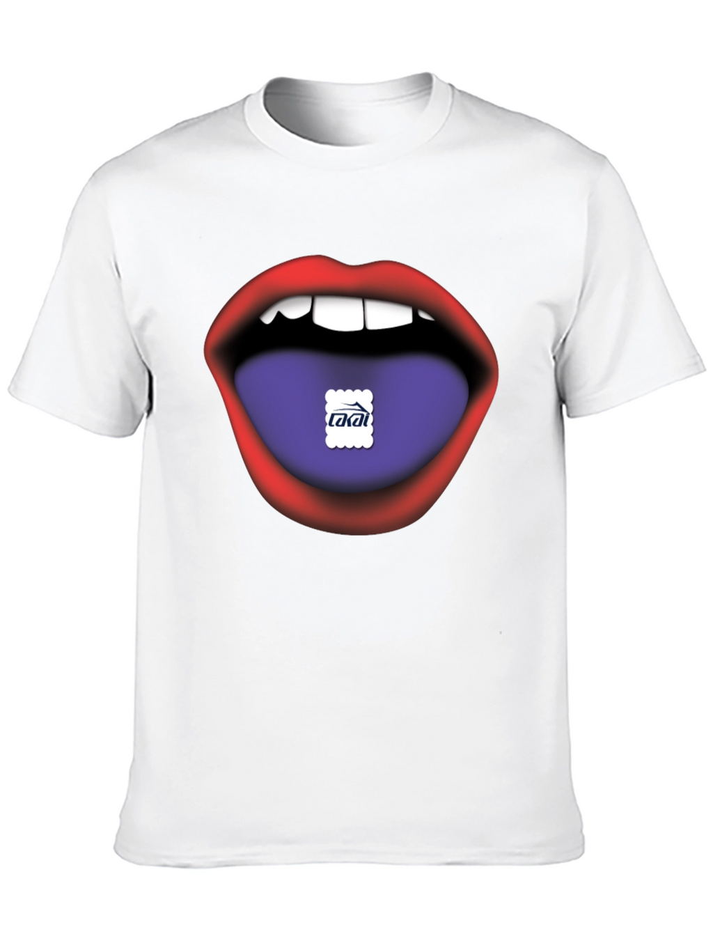 Lips Tongue Graphic Print Mens Black T-Shirt