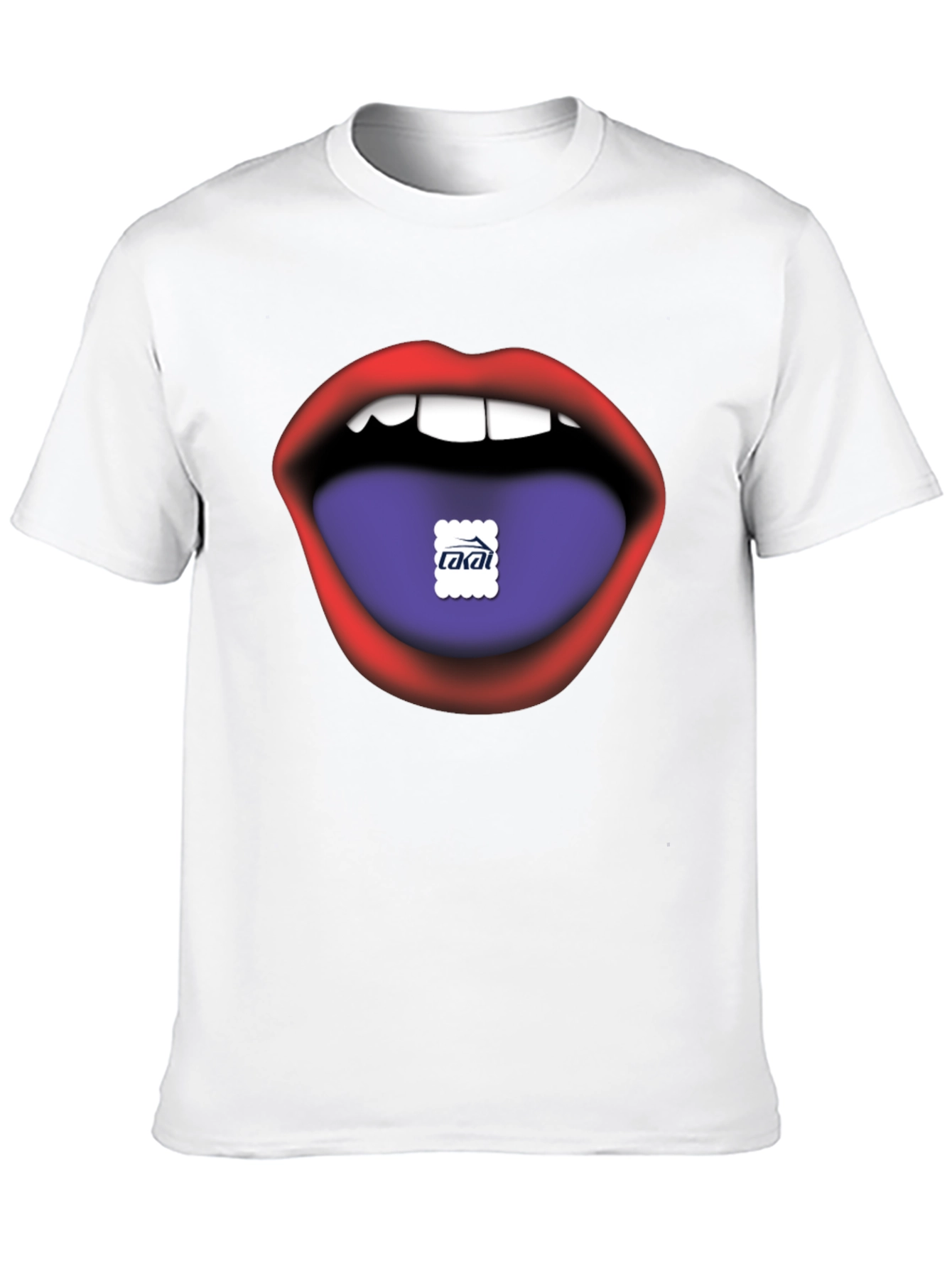 Lips Tongue Graphic Print Mens Black T-Shirt