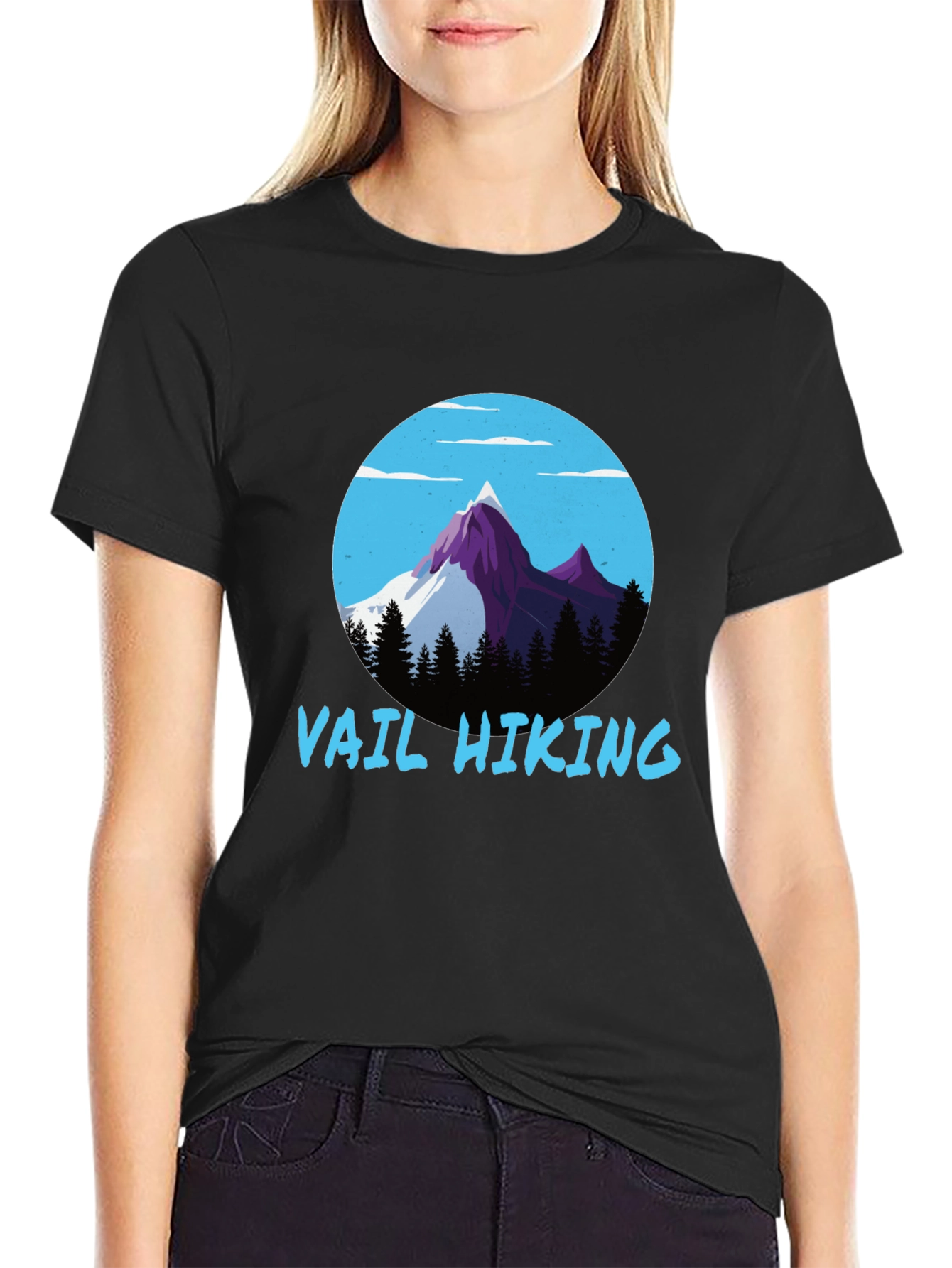 Vail Hiking Graphic Tee - Black Mountain Design T-Shirt