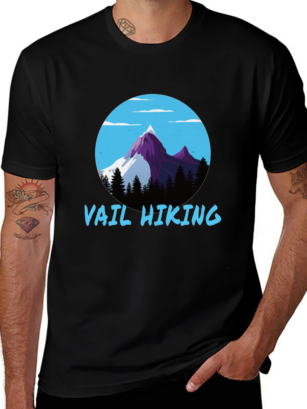 Vail Hiking Graphic Tee - Black Mountain Design T-Shirt