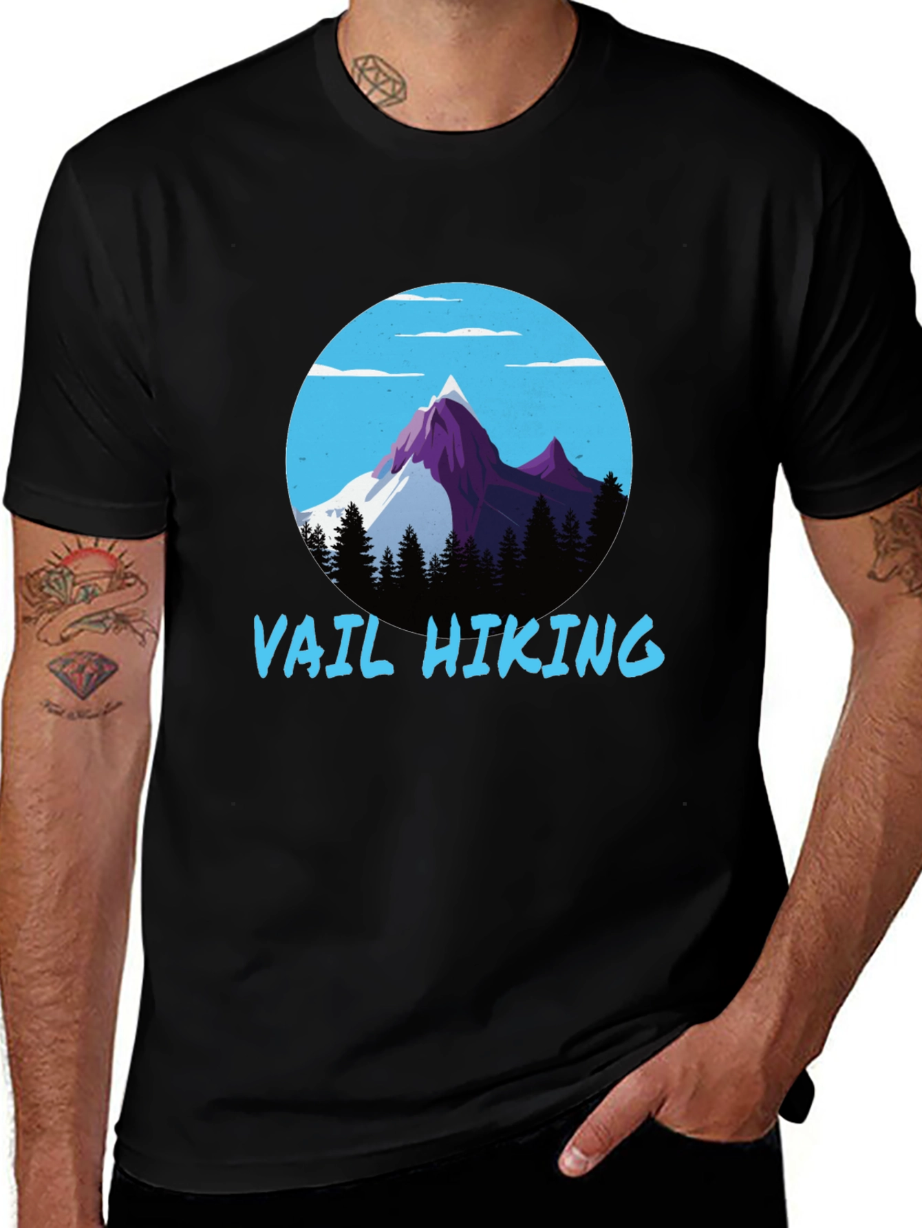 Vail Hiking Graphic Tee - Black Mountain Design T-Shirt