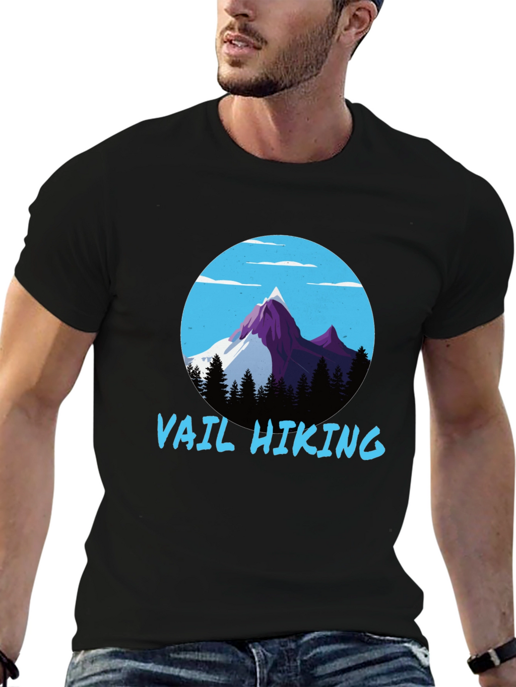 Vail Hiking Graphic Tee - Black Mountain Design T-Shirt
