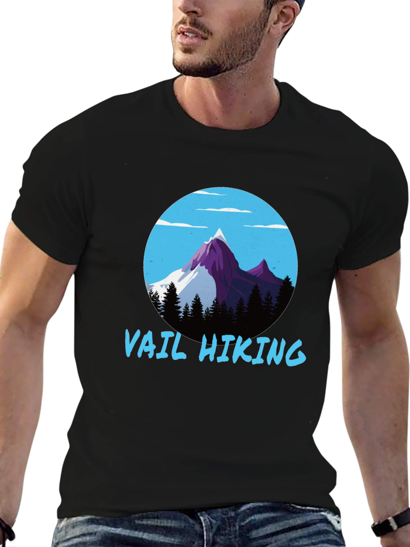 Vail Hiking Graphic Tee - Black Mountain Design T-Shirt