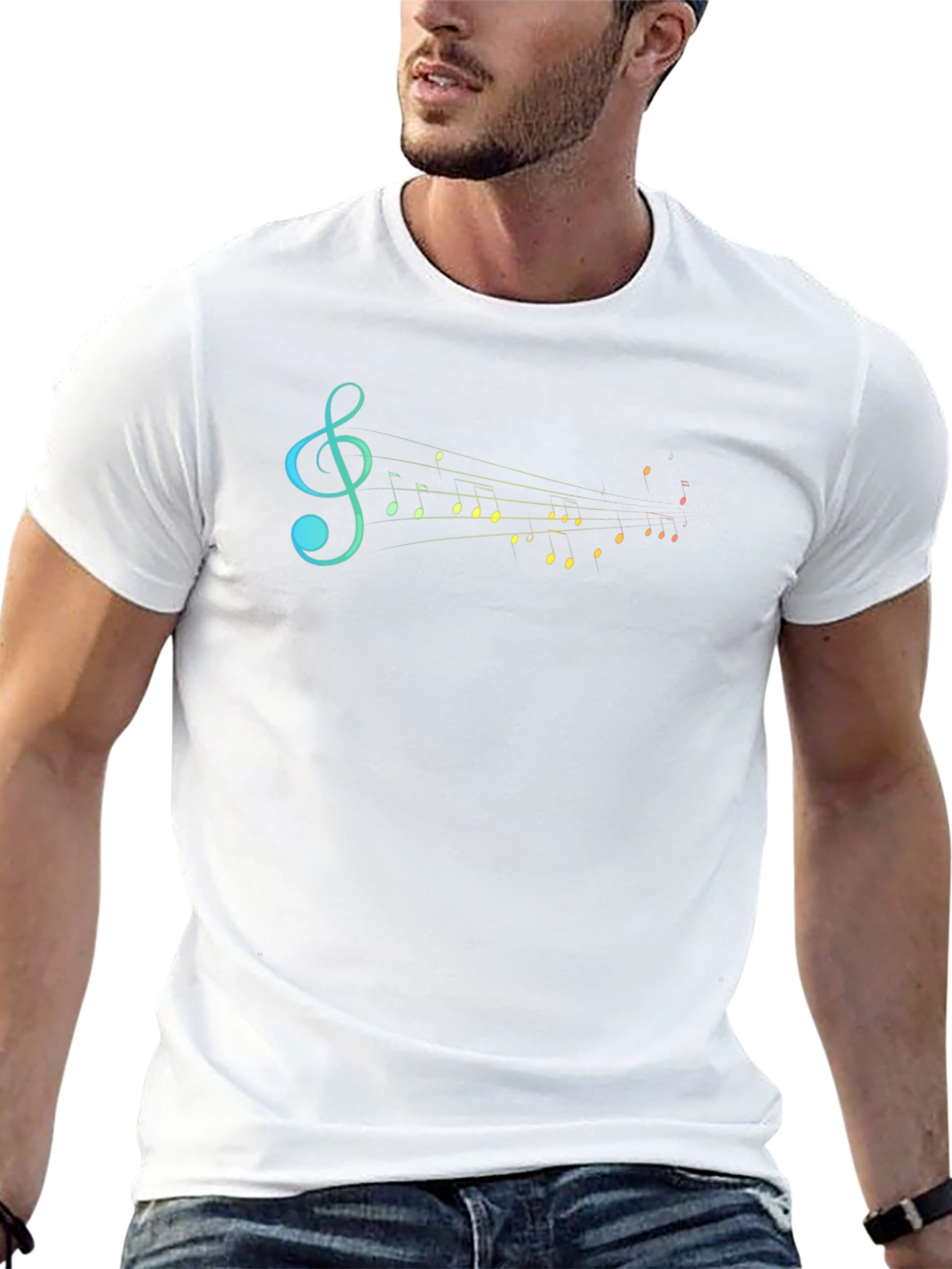Musical Notes Graphic Tee - Stylish Black T-Shirt