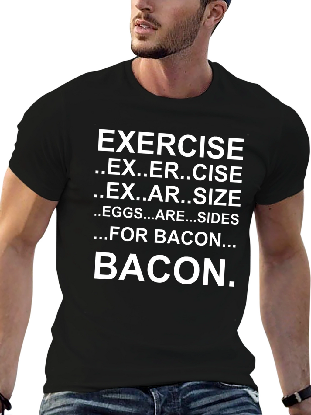 Exercise Bacon T-Shirt Funny Foodie Tee