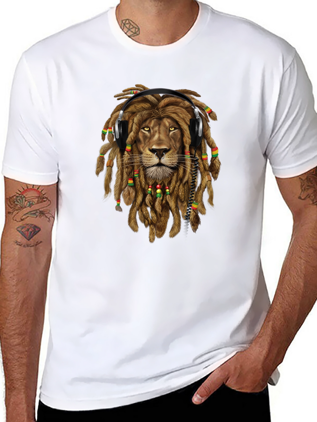 Lion Dreadlocks Headphones Graphic Tee