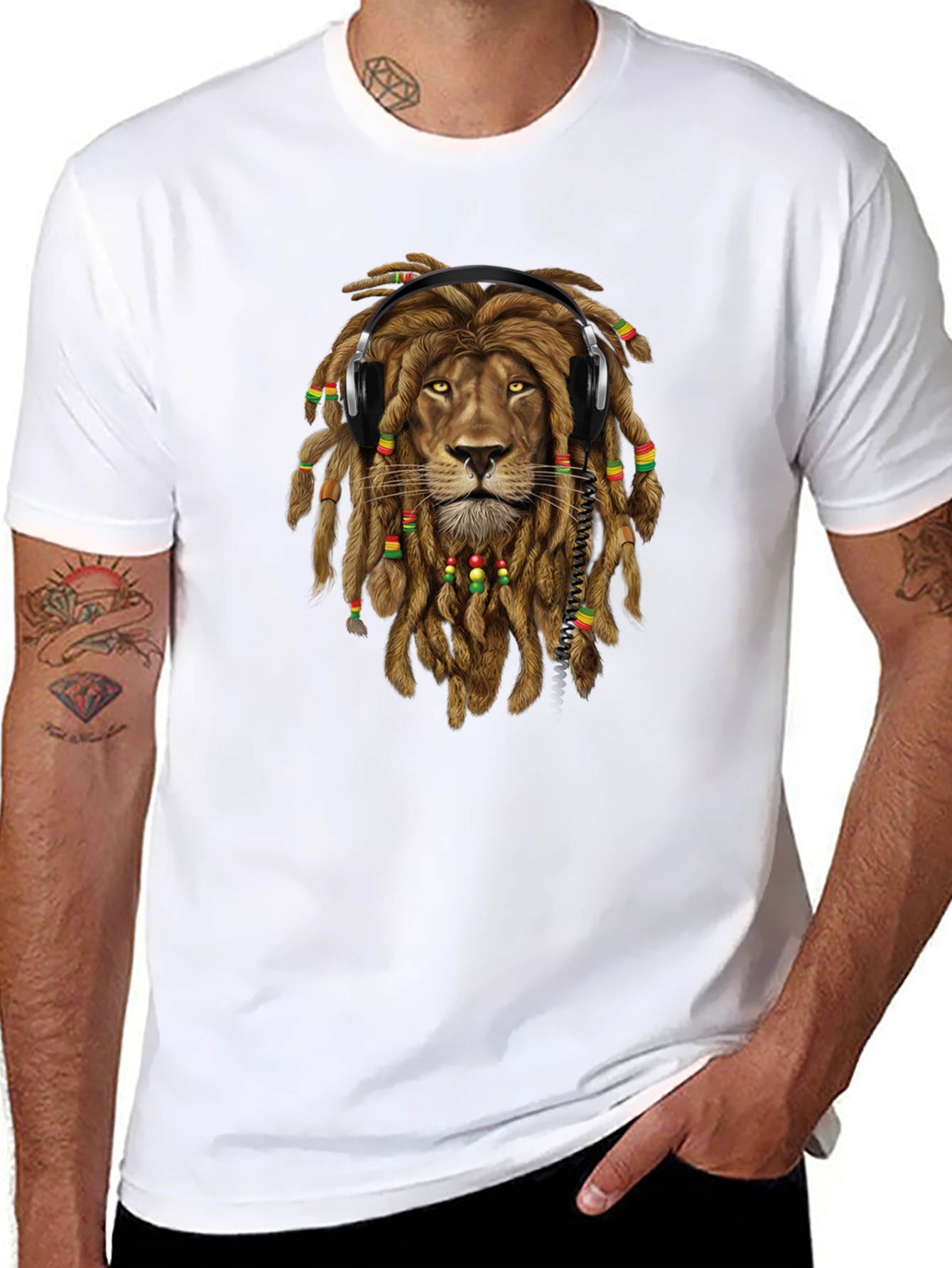 Lion Dreadlocks Headphones Graphic Tee