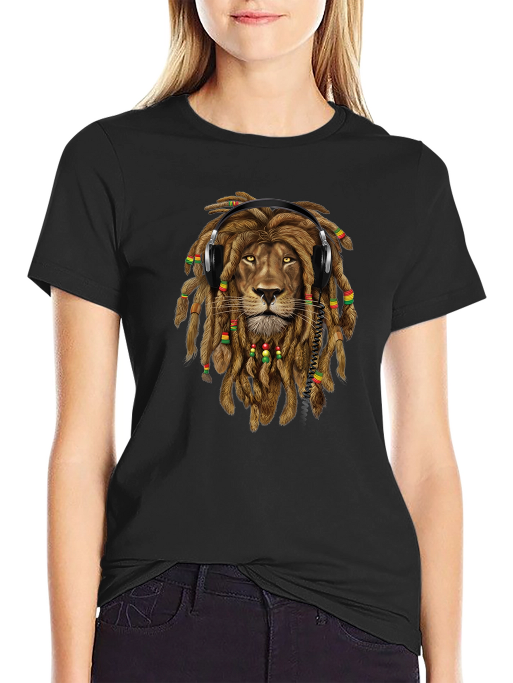 Lion Dreadlocks Headphones Graphic Tee