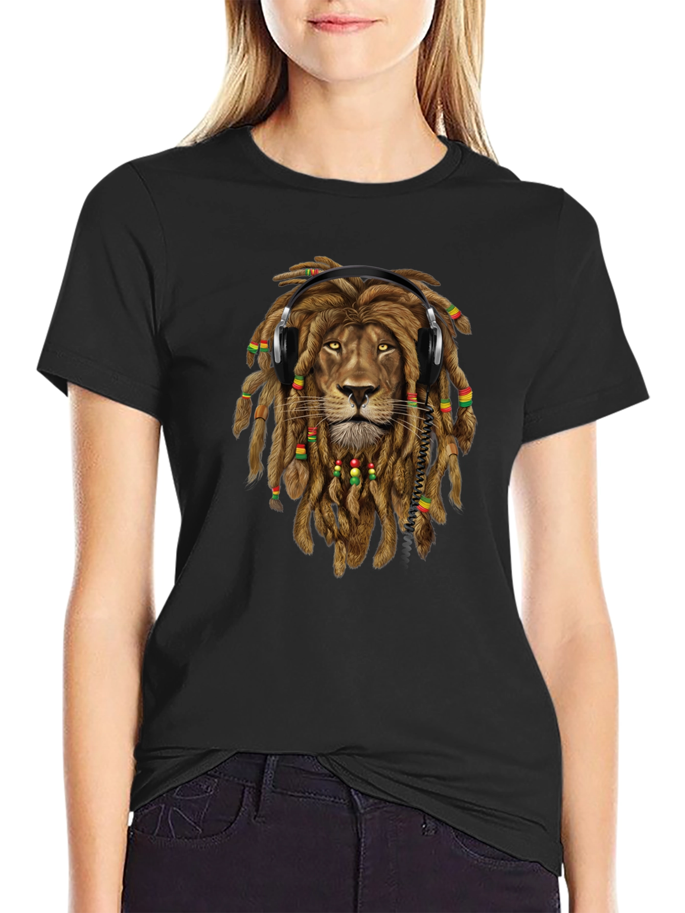 Lion Dreadlocks Headphones Graphic Tee