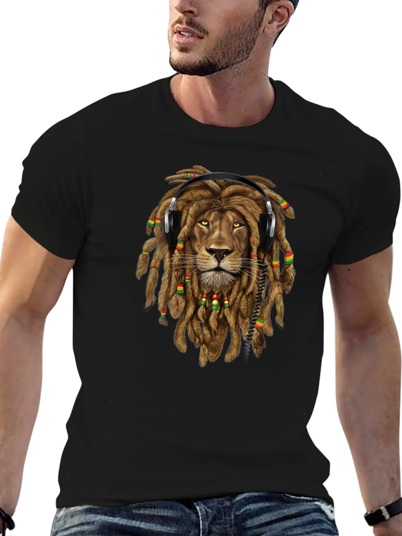 Lion Dreadlocks Headphones Graphic Tee