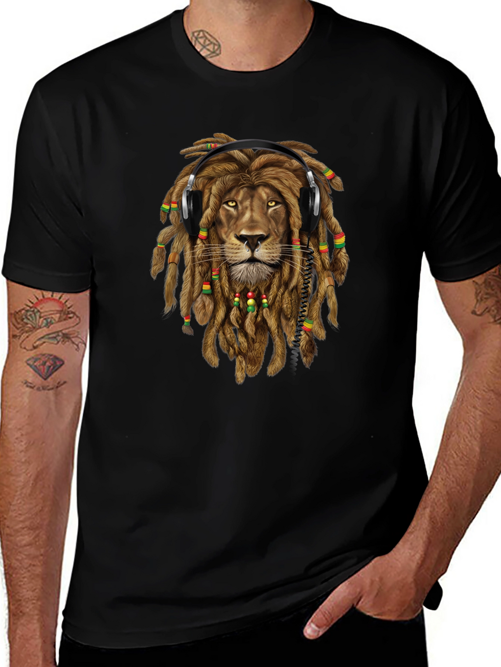 Lion Dreadlocks Headphones Graphic Tee