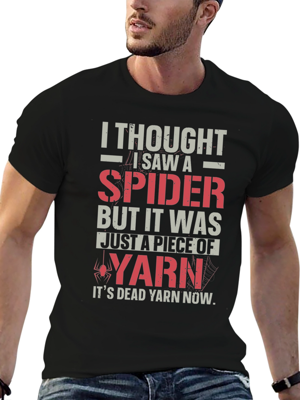 Funny Spider Yarn T-Shirt - Dead Yarn Now!