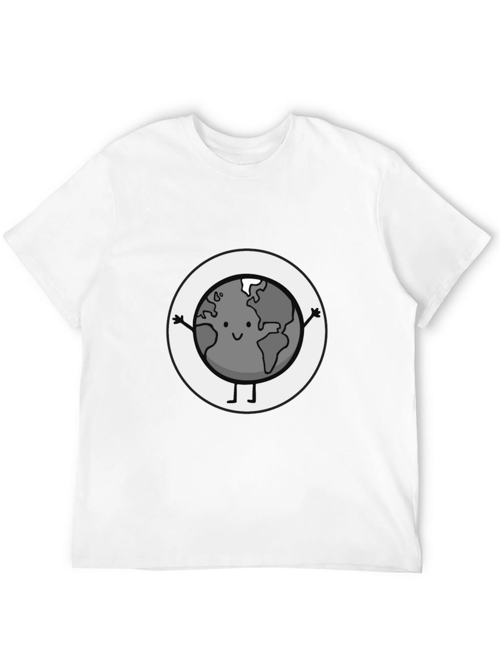 Earth Character Graphic Tee - Black Casual T-Shirt