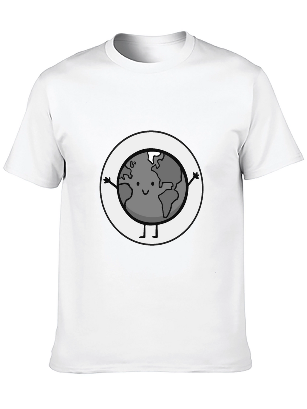 Earth Character Graphic Tee - Black Casual T-Shirt