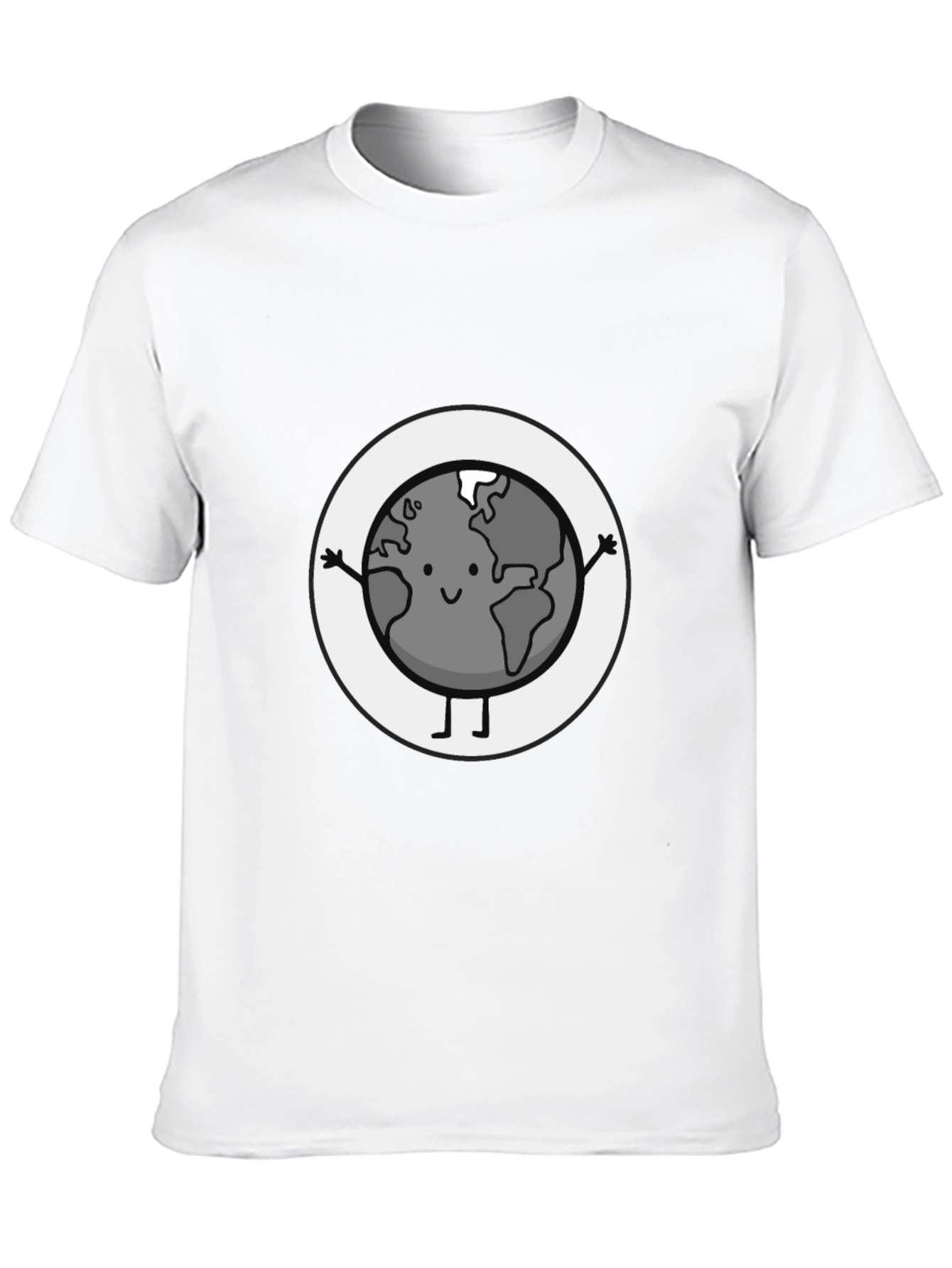 Earth Character Graphic Tee - Black Casual T-Shirt