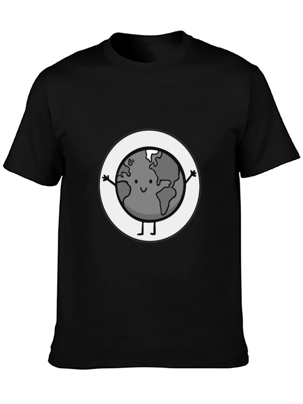 Earth Character Graphic Tee - Black Casual T-Shirt