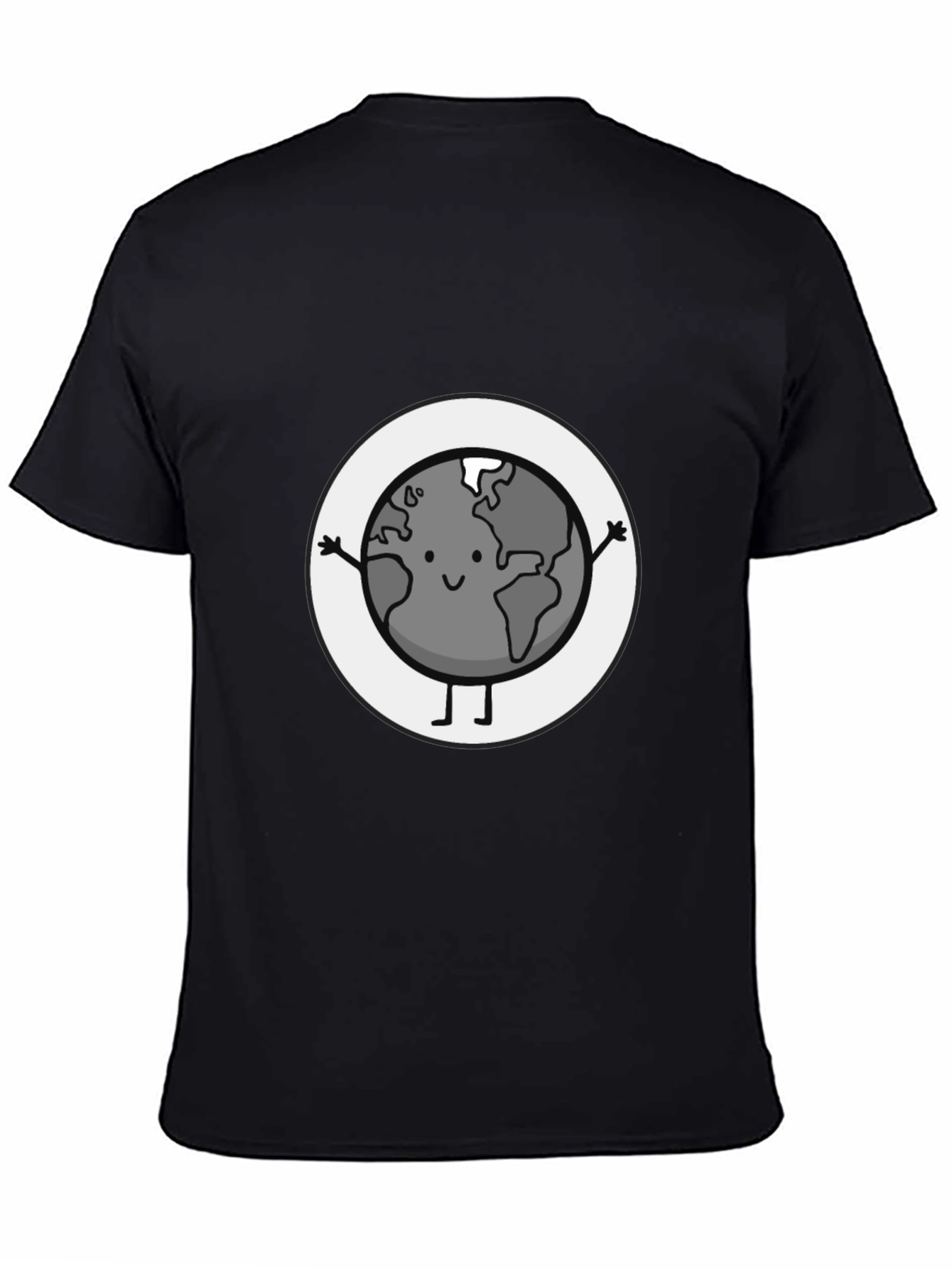 Earth Character Graphic Tee - Black Casual T-Shirt