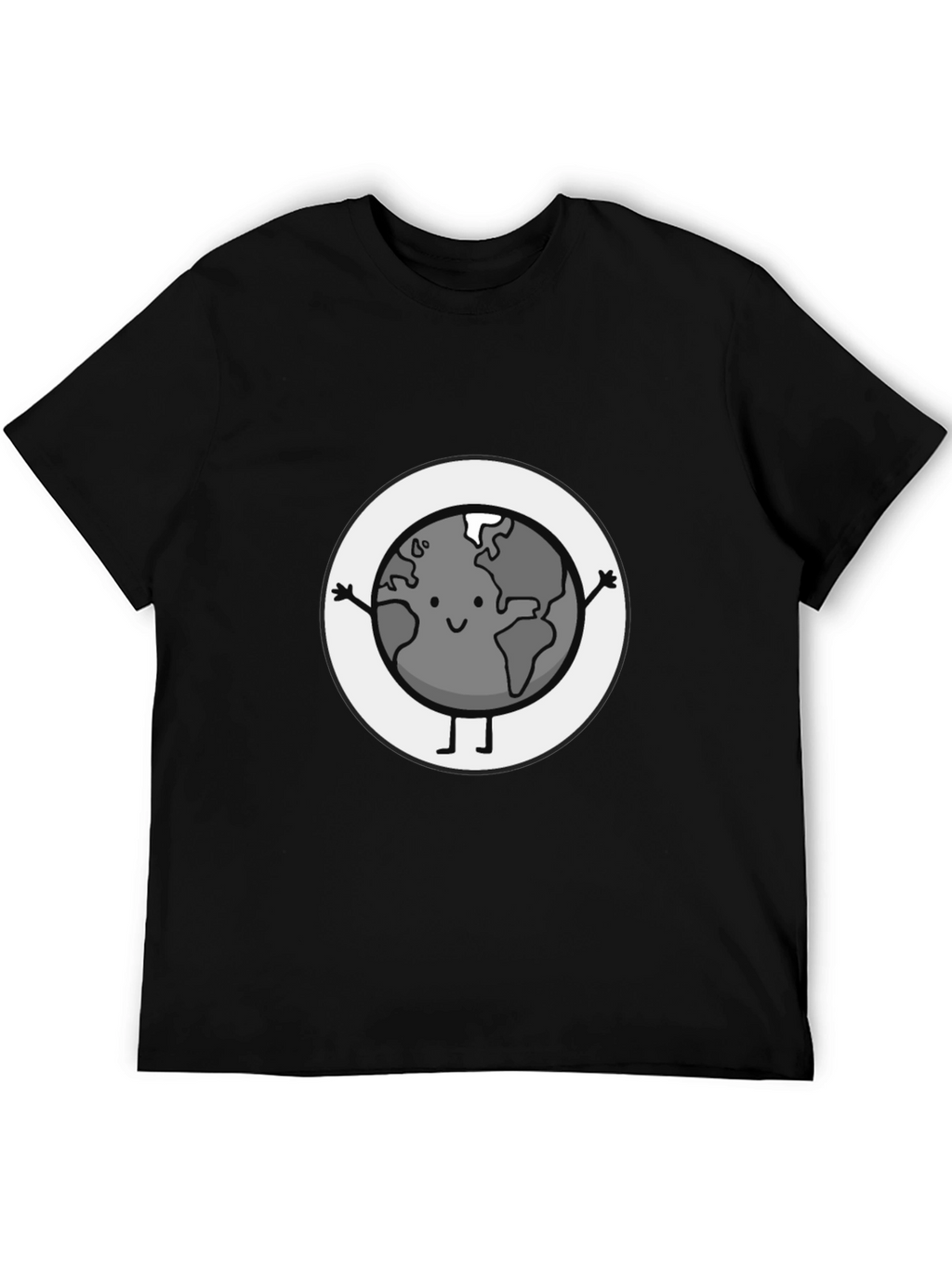 Earth Character Graphic Tee - Black Casual T-Shirt