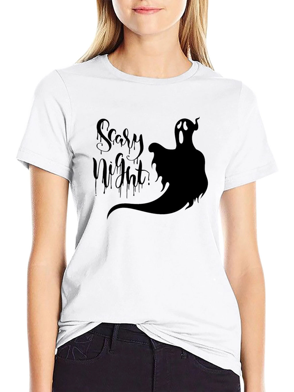 Scary Night Ghost Graphic Tee - Halloween T-Shirt