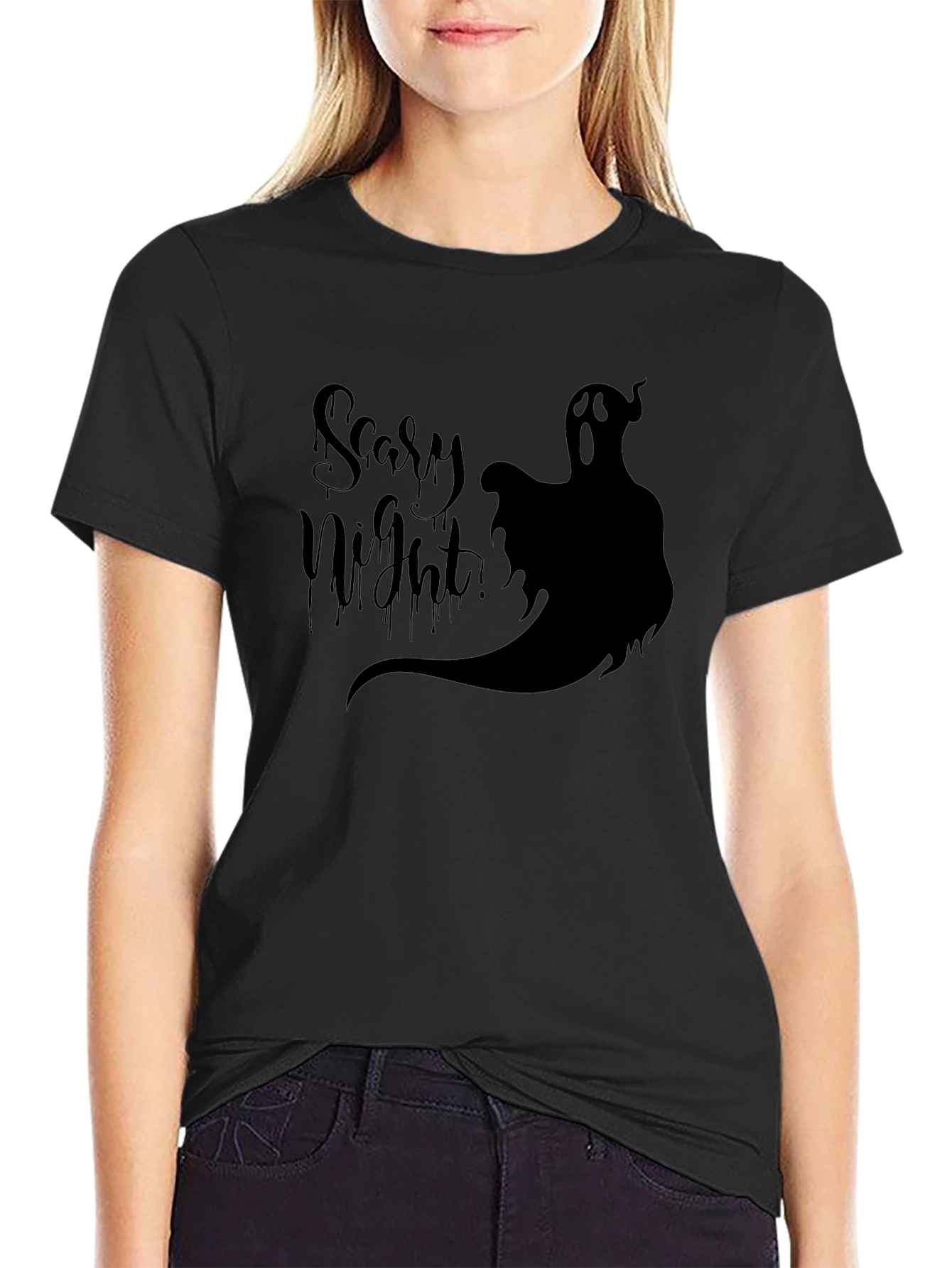 Scary Night Ghost Graphic Tee - Halloween T-Shirt