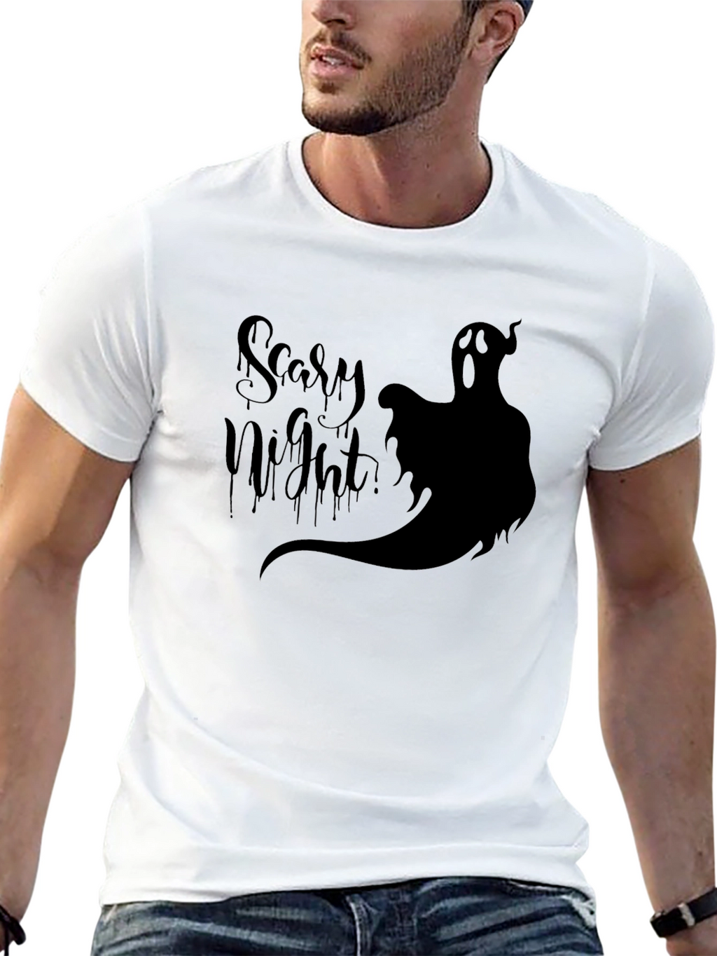 Scary Night Ghost Graphic Tee - Halloween T-Shirt