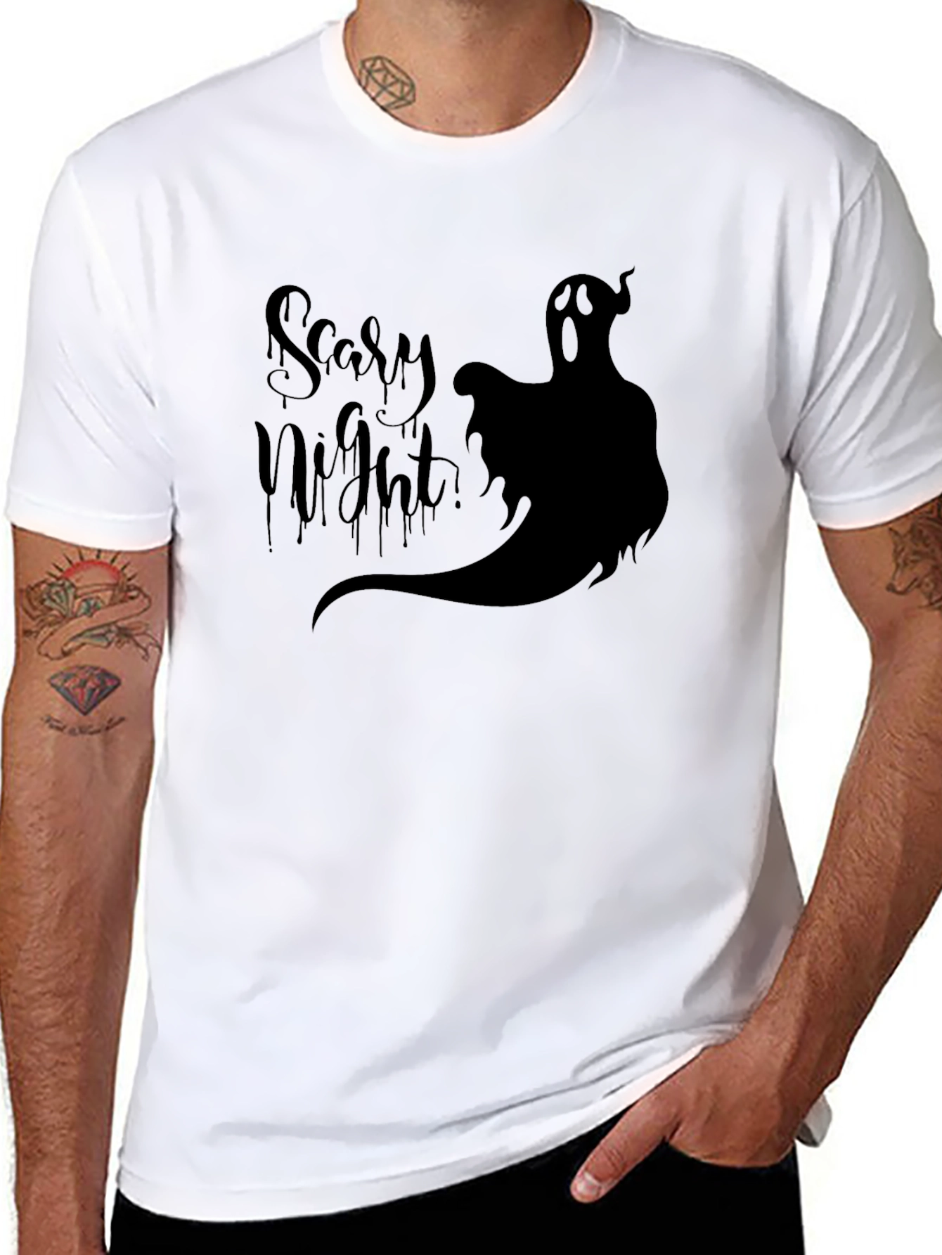 Scary Night Ghost Graphic Tee - Halloween T-Shirt