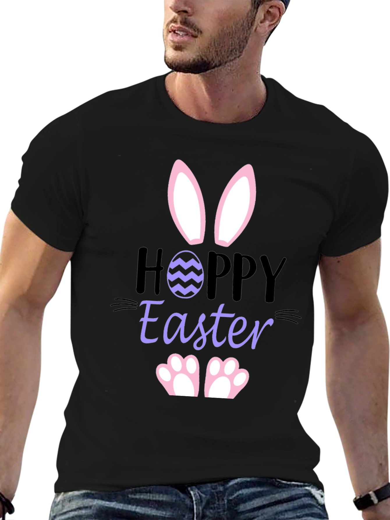 Hoppy Easter Bunny T-Shirt - Black