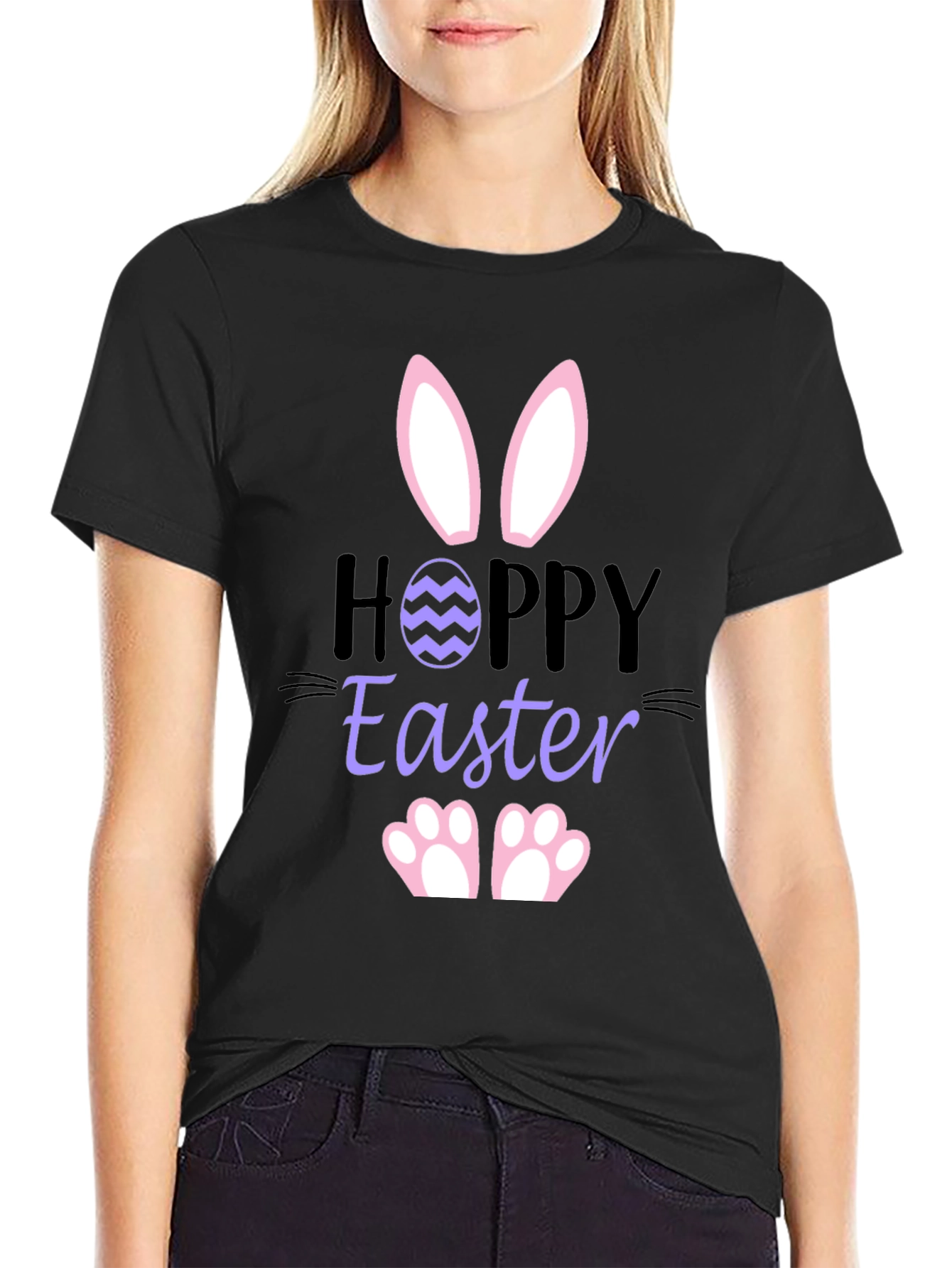 Hoppy Easter Bunny T-Shirt - Black