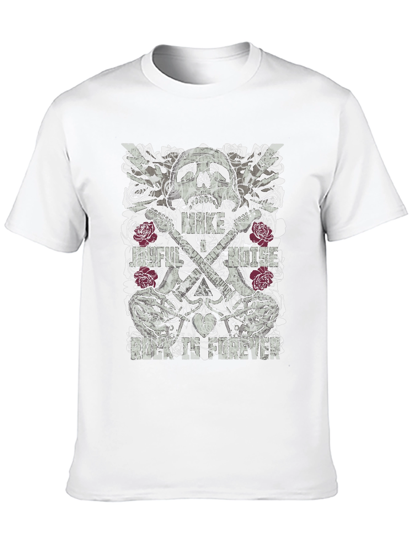 Skull & Roses Graphic Print Mens Black T-Shirt
