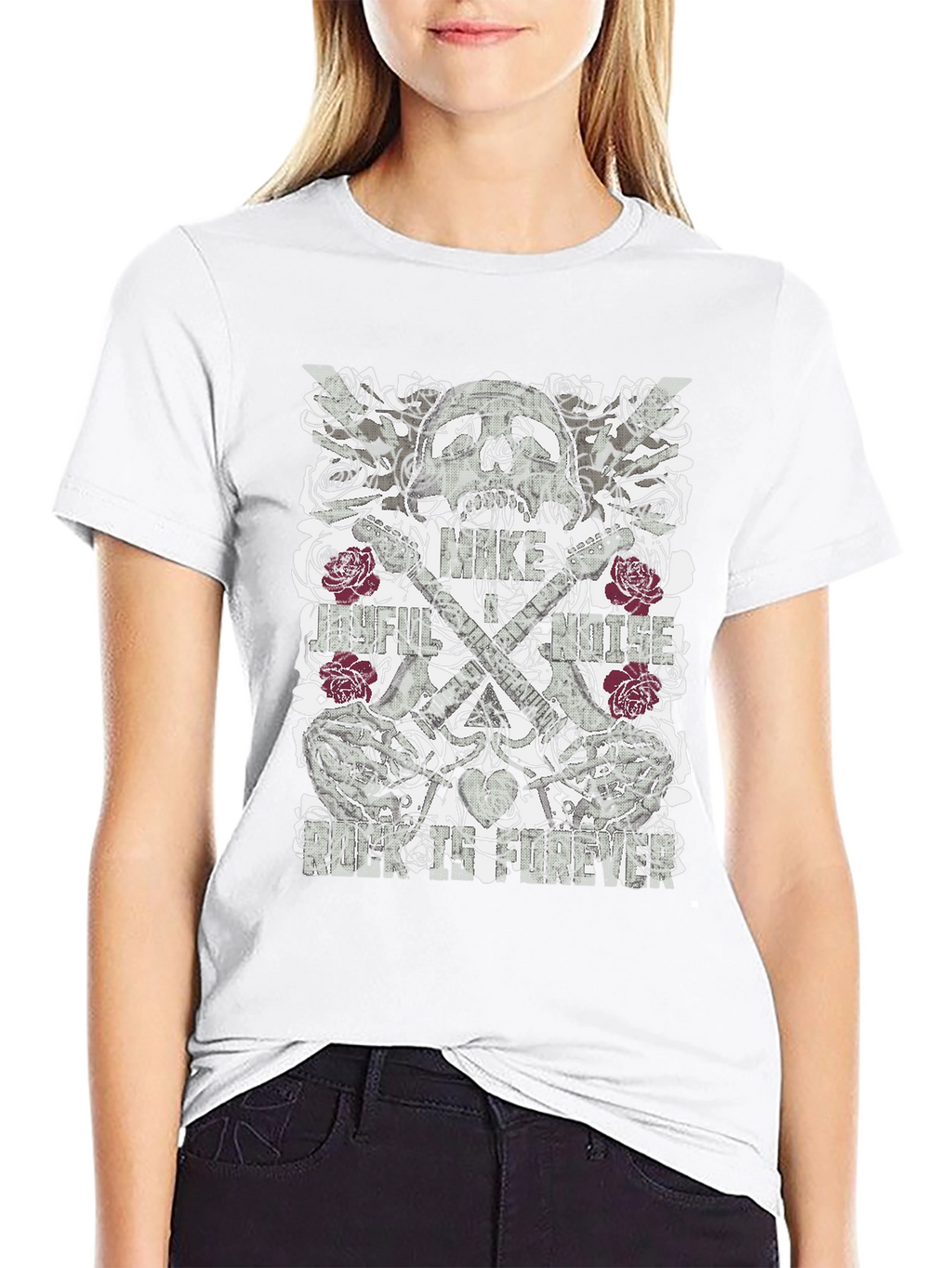 Skull & Roses Graphic Print Mens Black T-Shirt