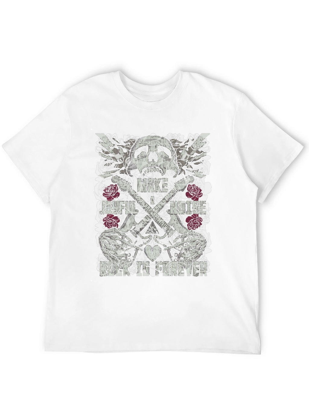 Skull & Roses Graphic Print Mens Black T-Shirt