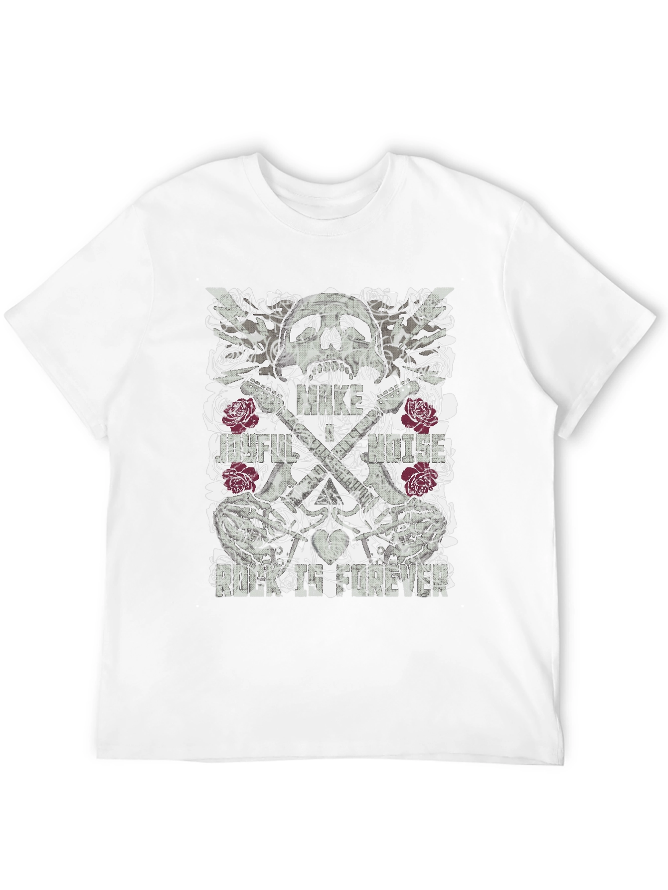 Skull & Roses Graphic Print Mens Black T-Shirt