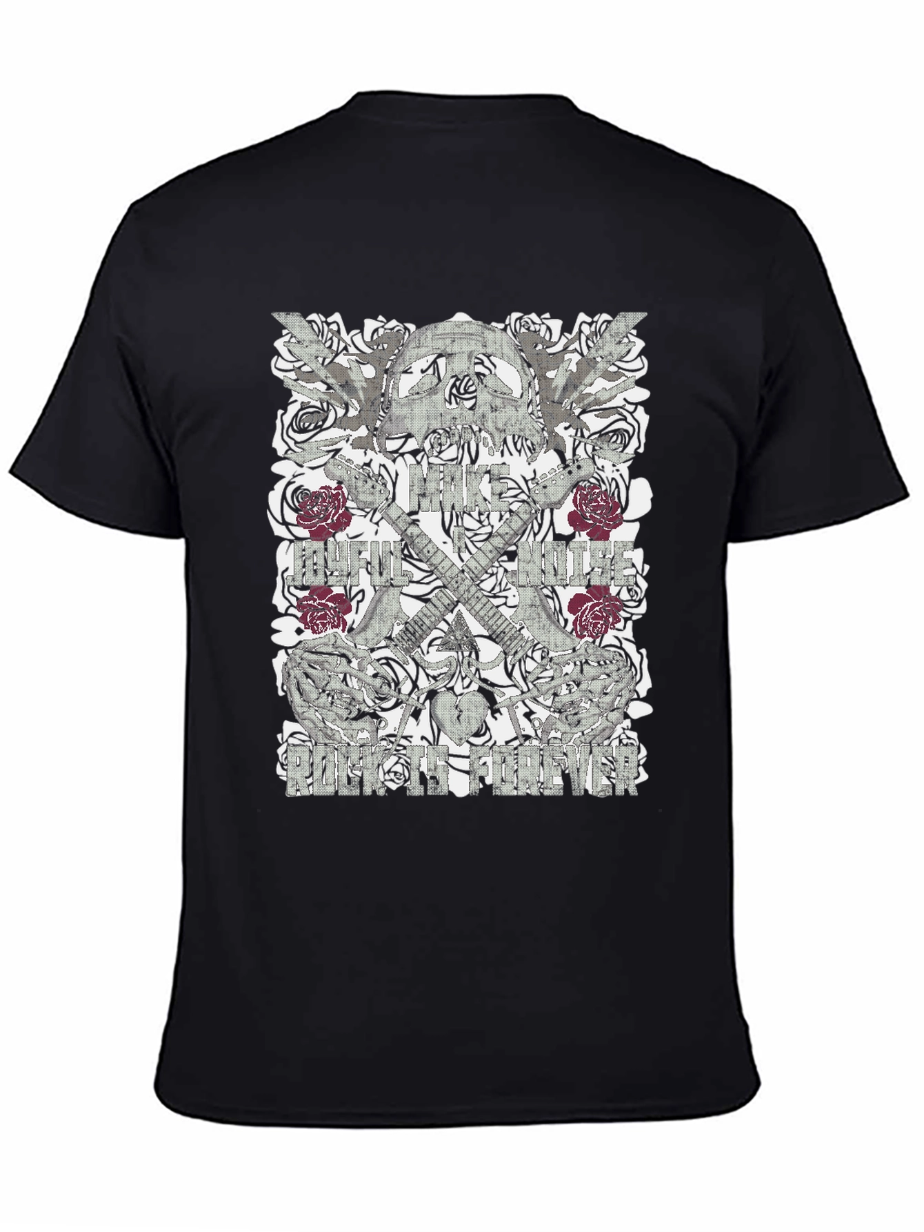 Skull & Roses Graphic Print Mens Black T-Shirt