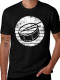 Drum Kit Graphic Tee - Black Cotton T-Shirt