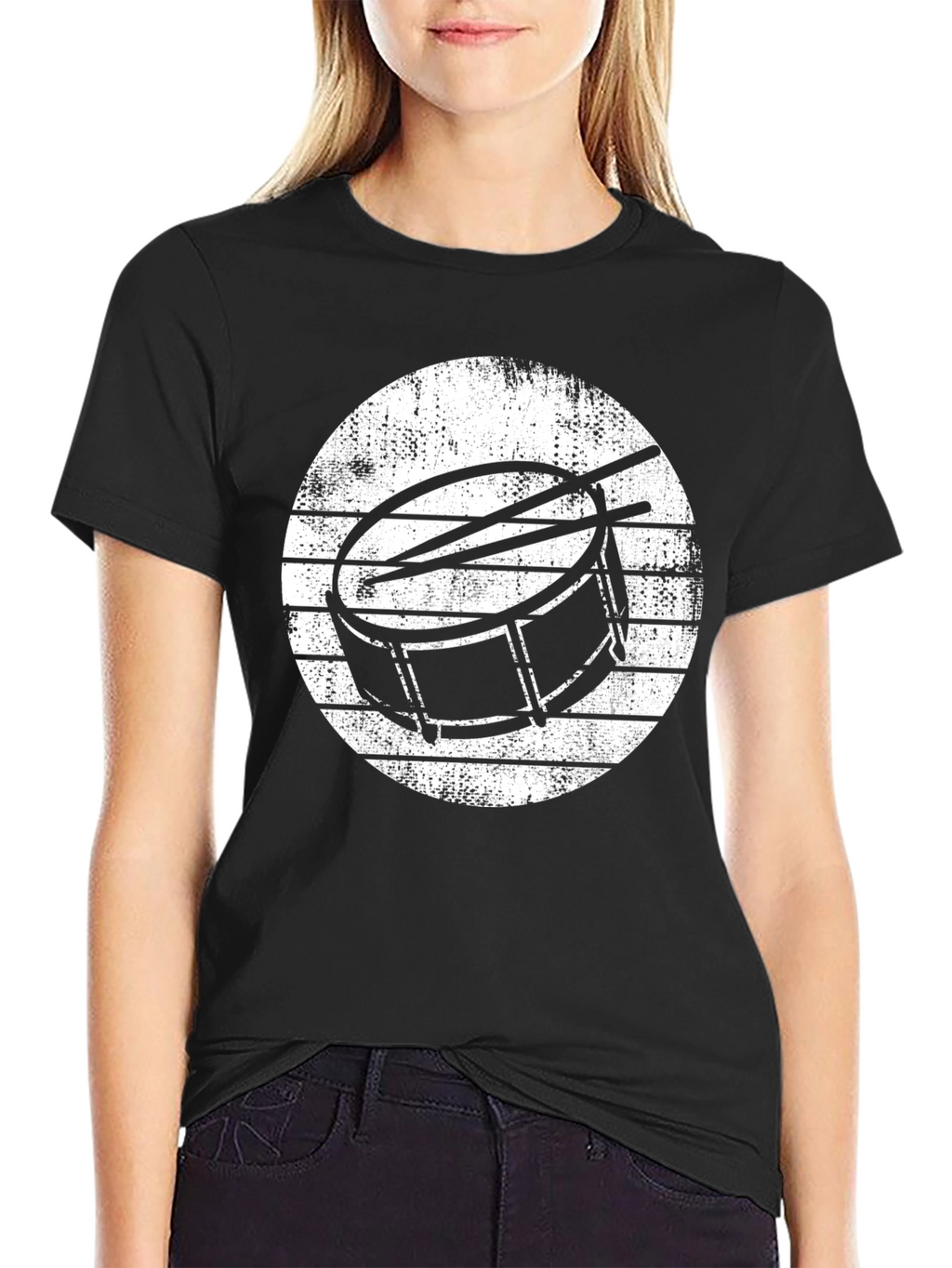 Drum Kit Graphic Tee - Black Cotton T-Shirt