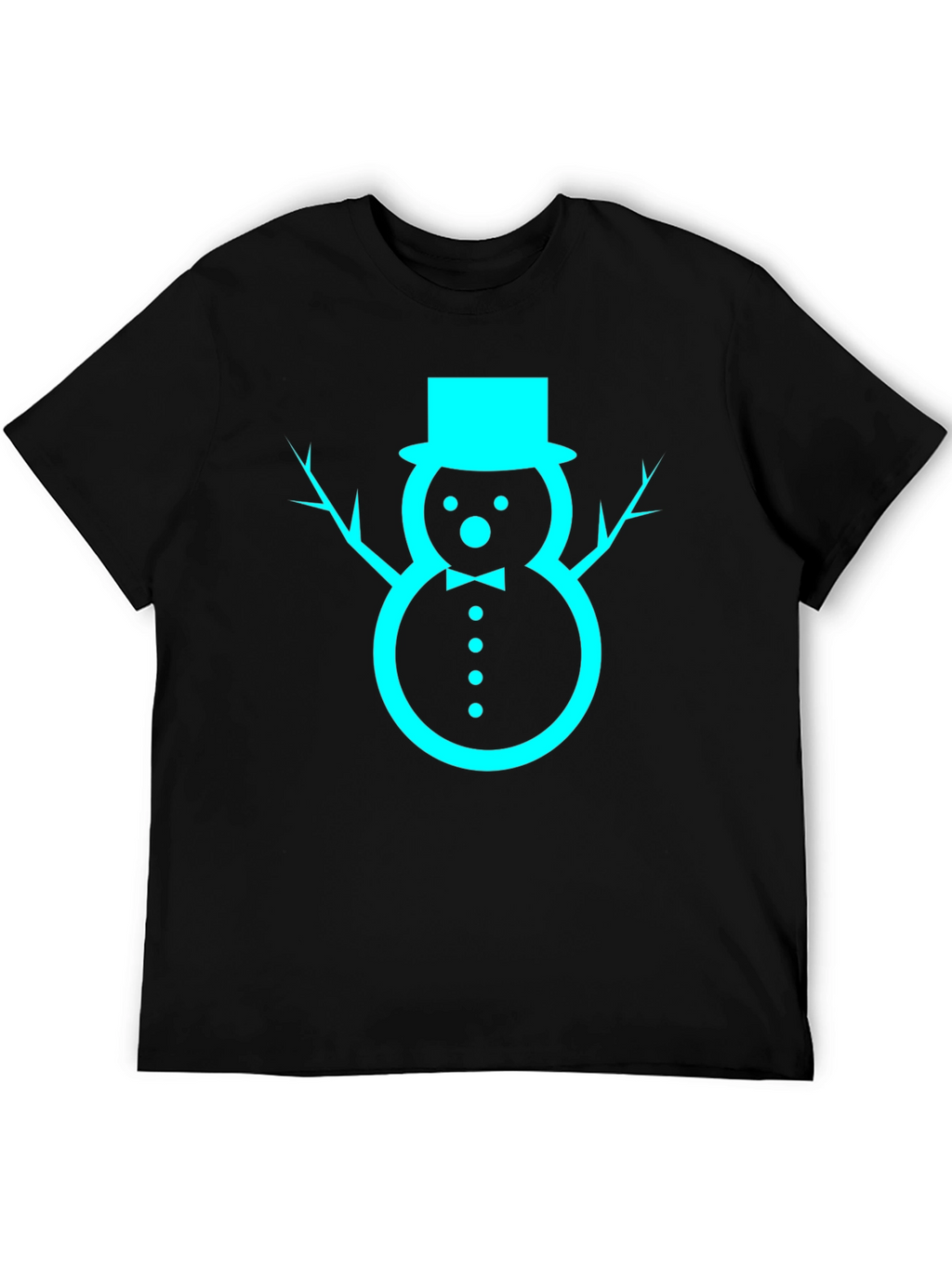 Festive Snowman Graphic Tee - Black Cotton Blend