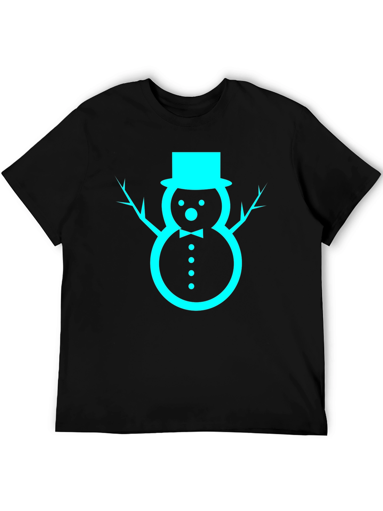 Festive Snowman Graphic Tee - Black Cotton Blend