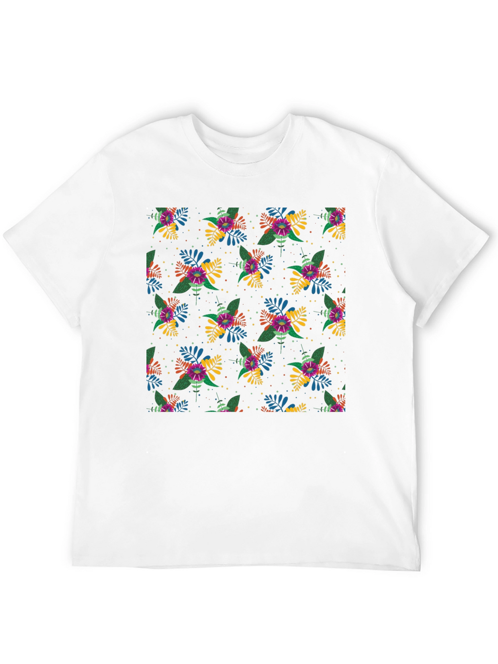 Floral Patterned Black T-Shirt