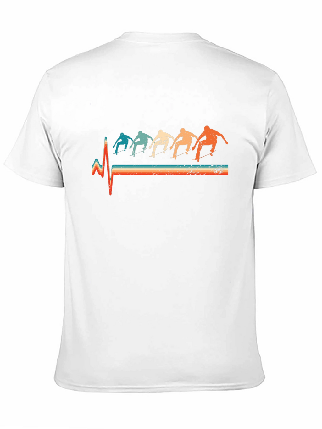 Retro Skateboarder Heartbeat T-Shirt - Black