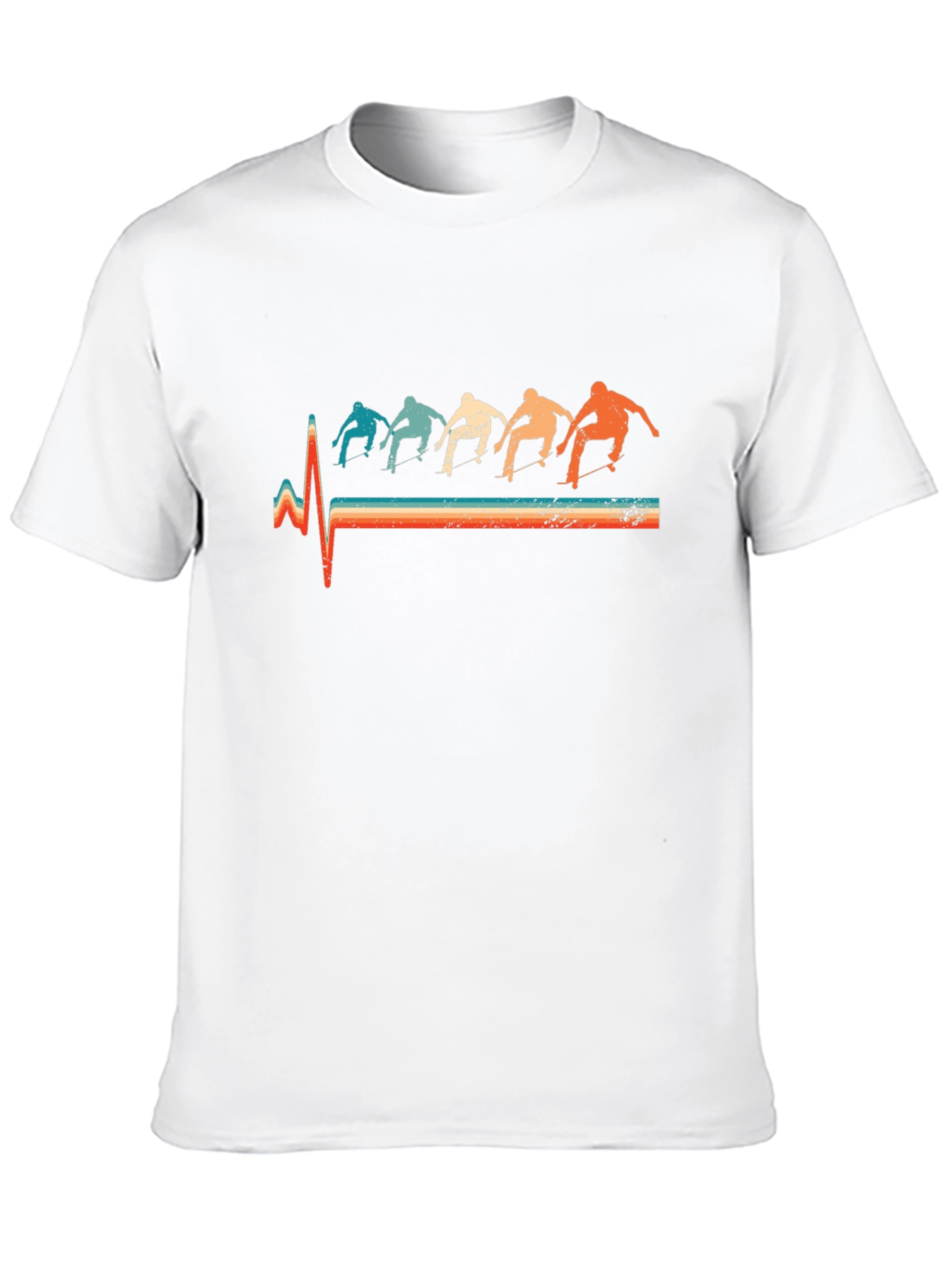 Retro Skateboarder Heartbeat T-Shirt - Black