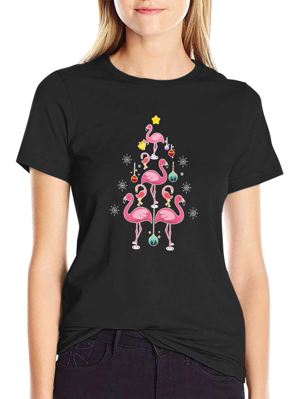 Festive Flamingo Christmas Tree T-Shirt