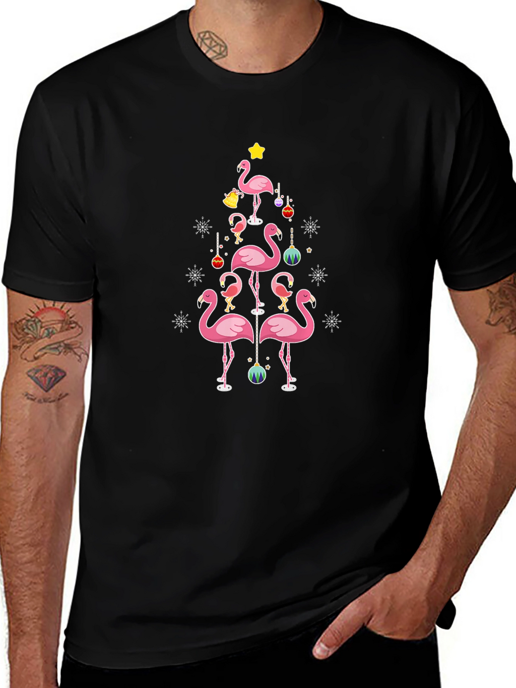 Festive Flamingo Christmas Tree T-Shirt