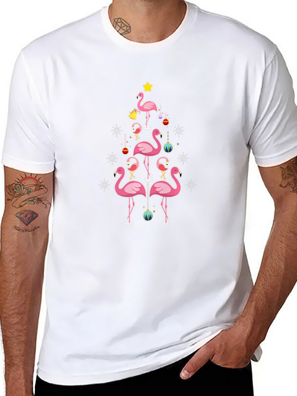 Festive Flamingo Christmas Tree T-Shirt