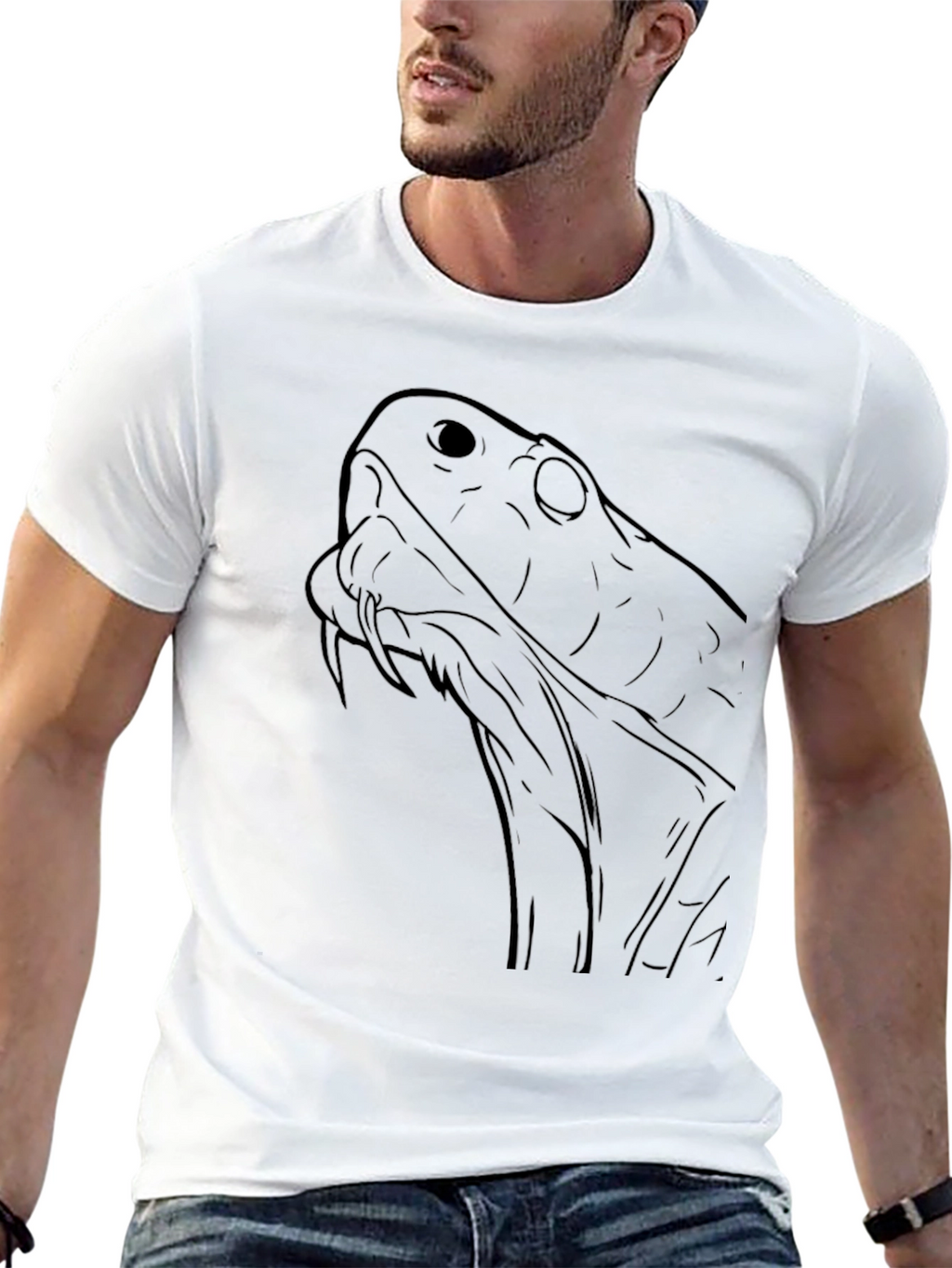 Black Snake Graphic Tee - Mens Casual T-Shirt
