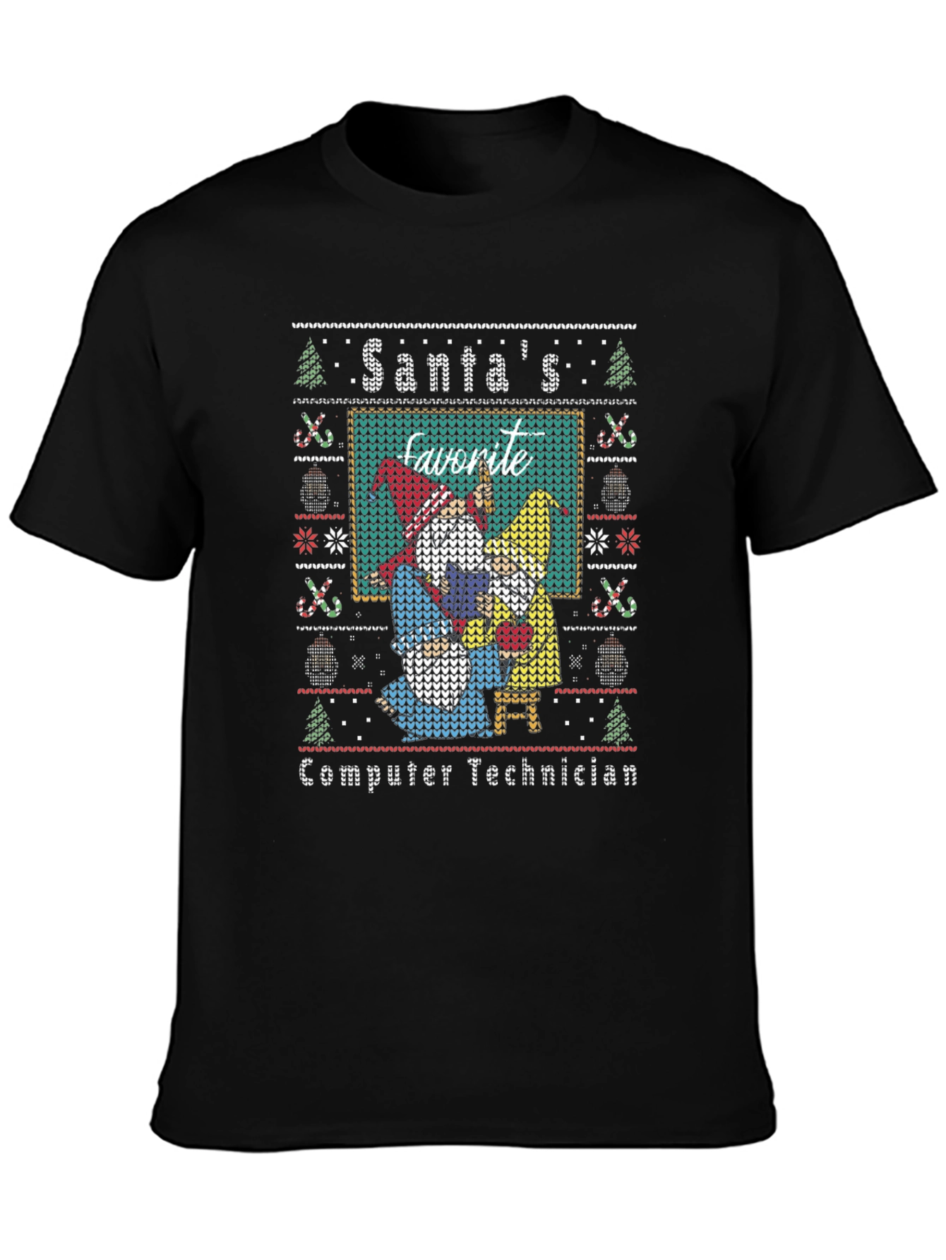 Santas Favorite Computer Technician Ugly Christmas Sweater T-Shirt
