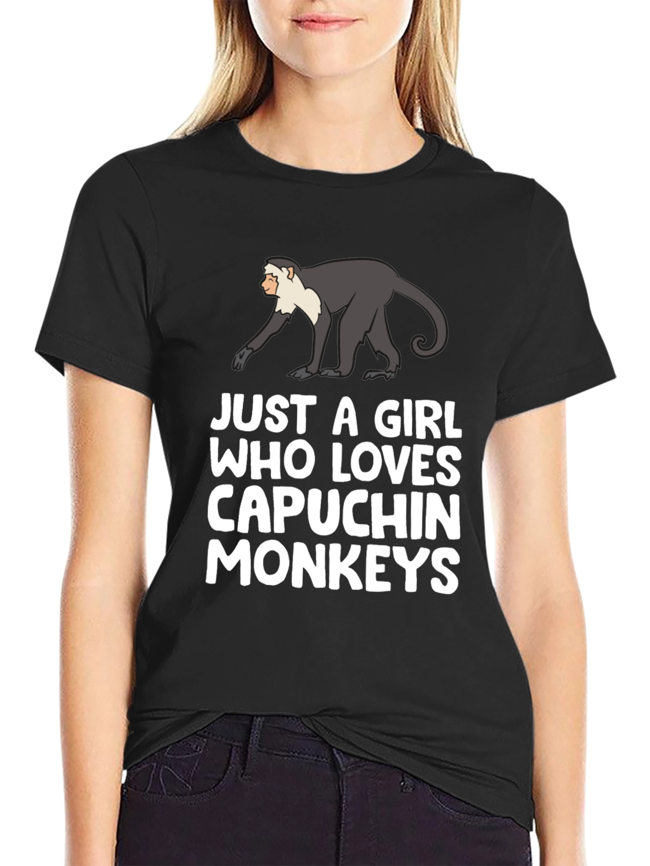 Capuchin Monkey Lover T-Shirt - Black