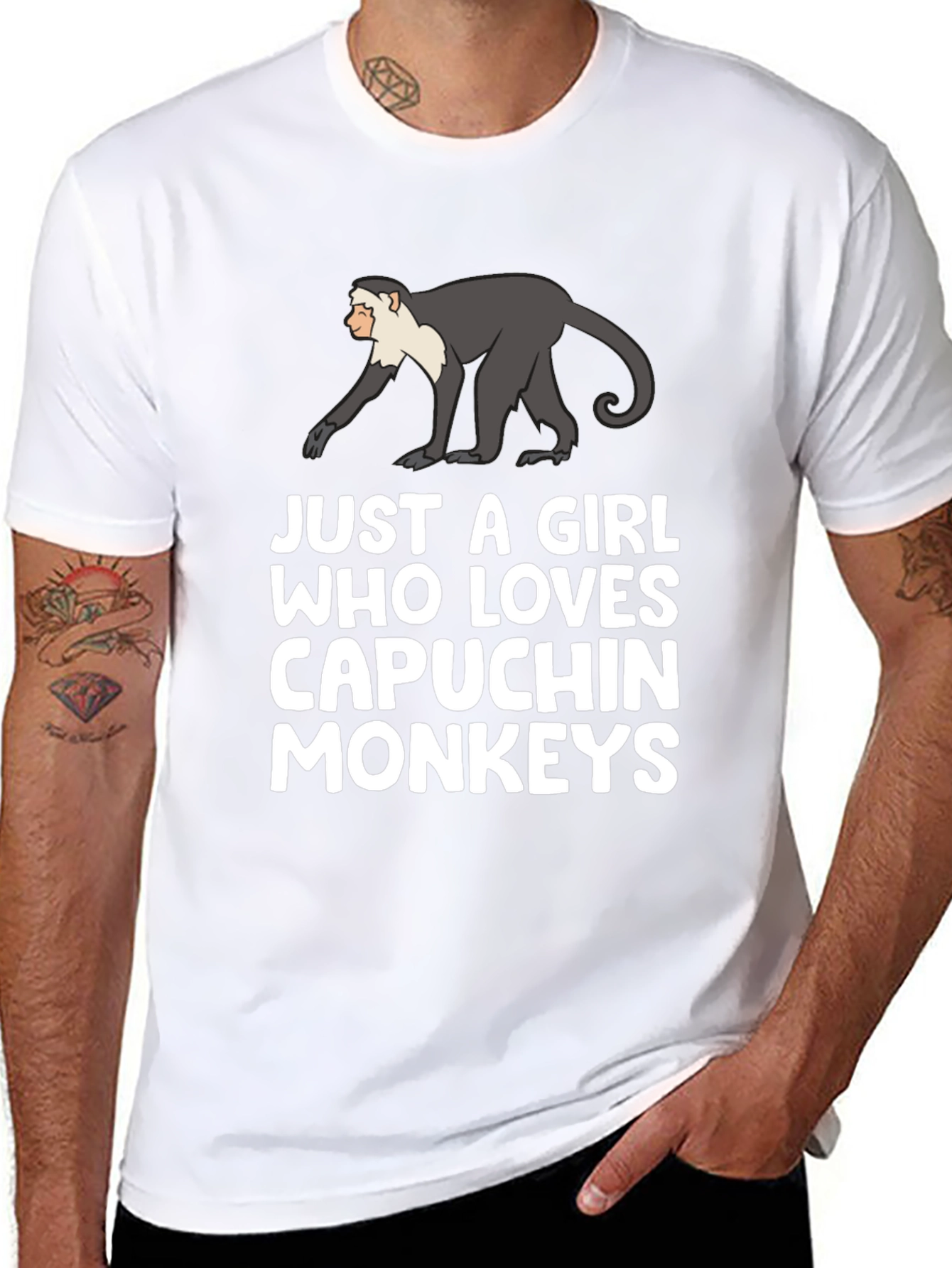Capuchin Monkey Lover T-Shirt - Black