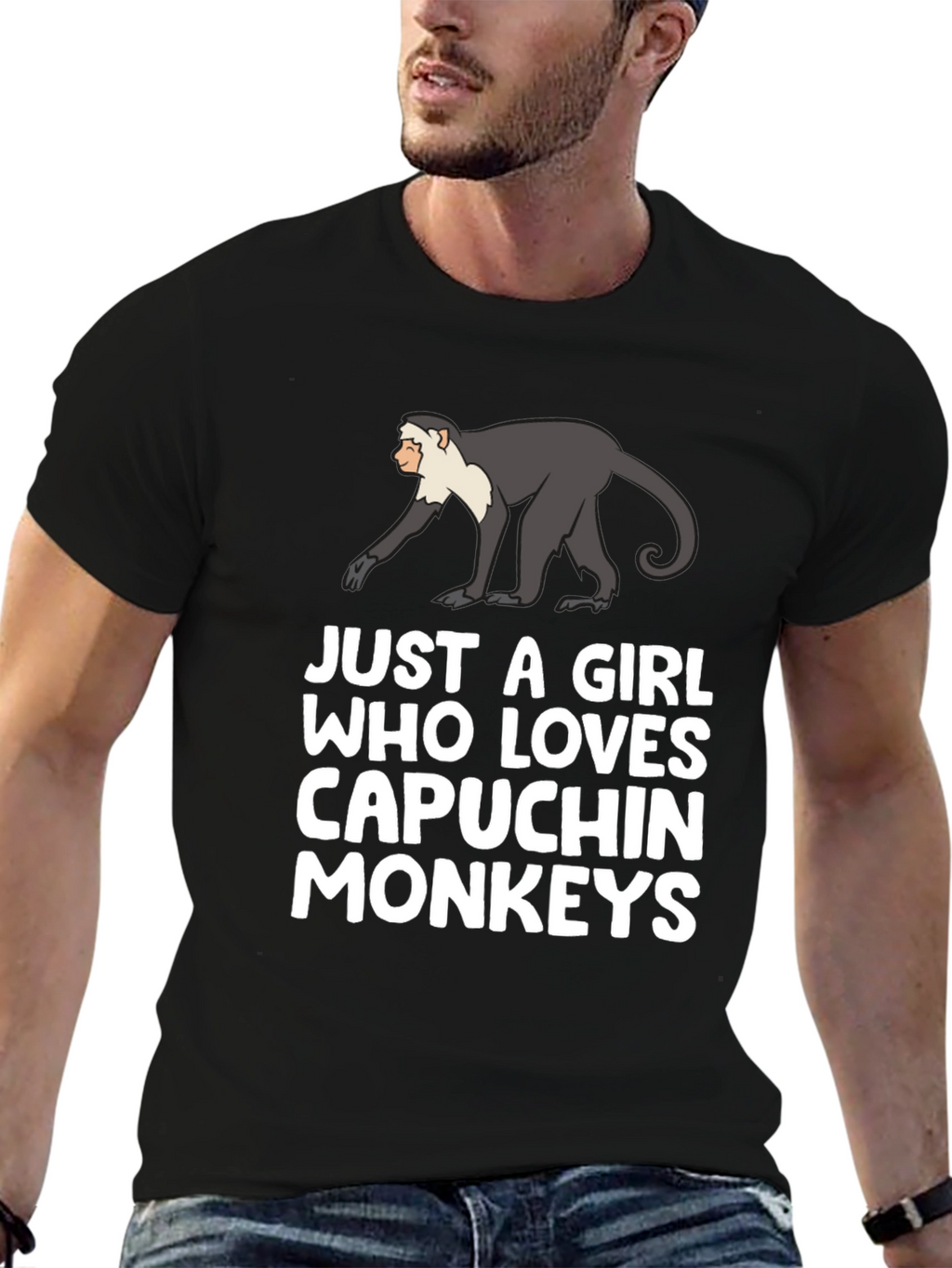 Capuchin Monkey Lover T-Shirt - Black
