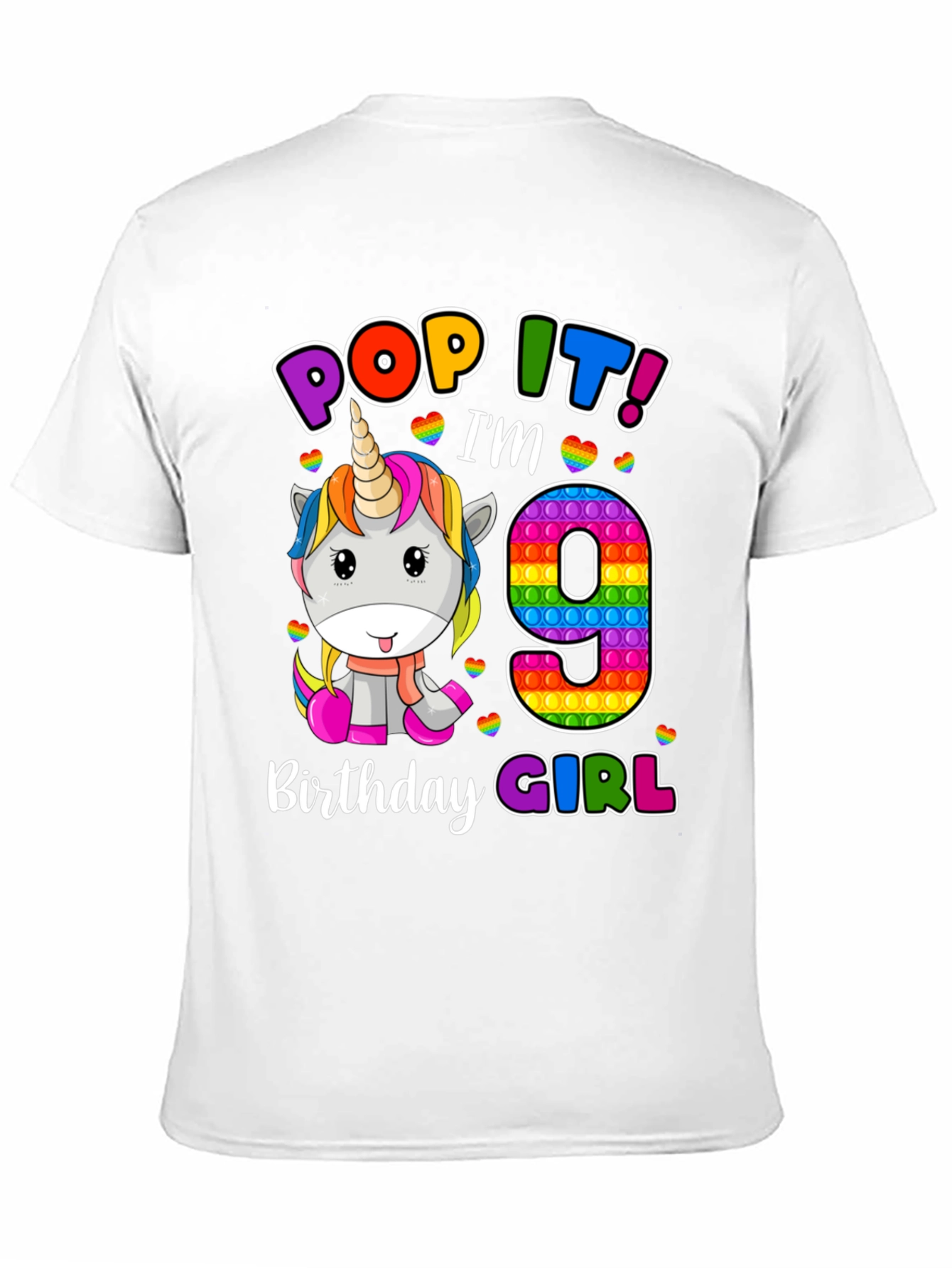 Pop It! Birthday Girl T-Shirt - 9th Birthday Unicorn Tee